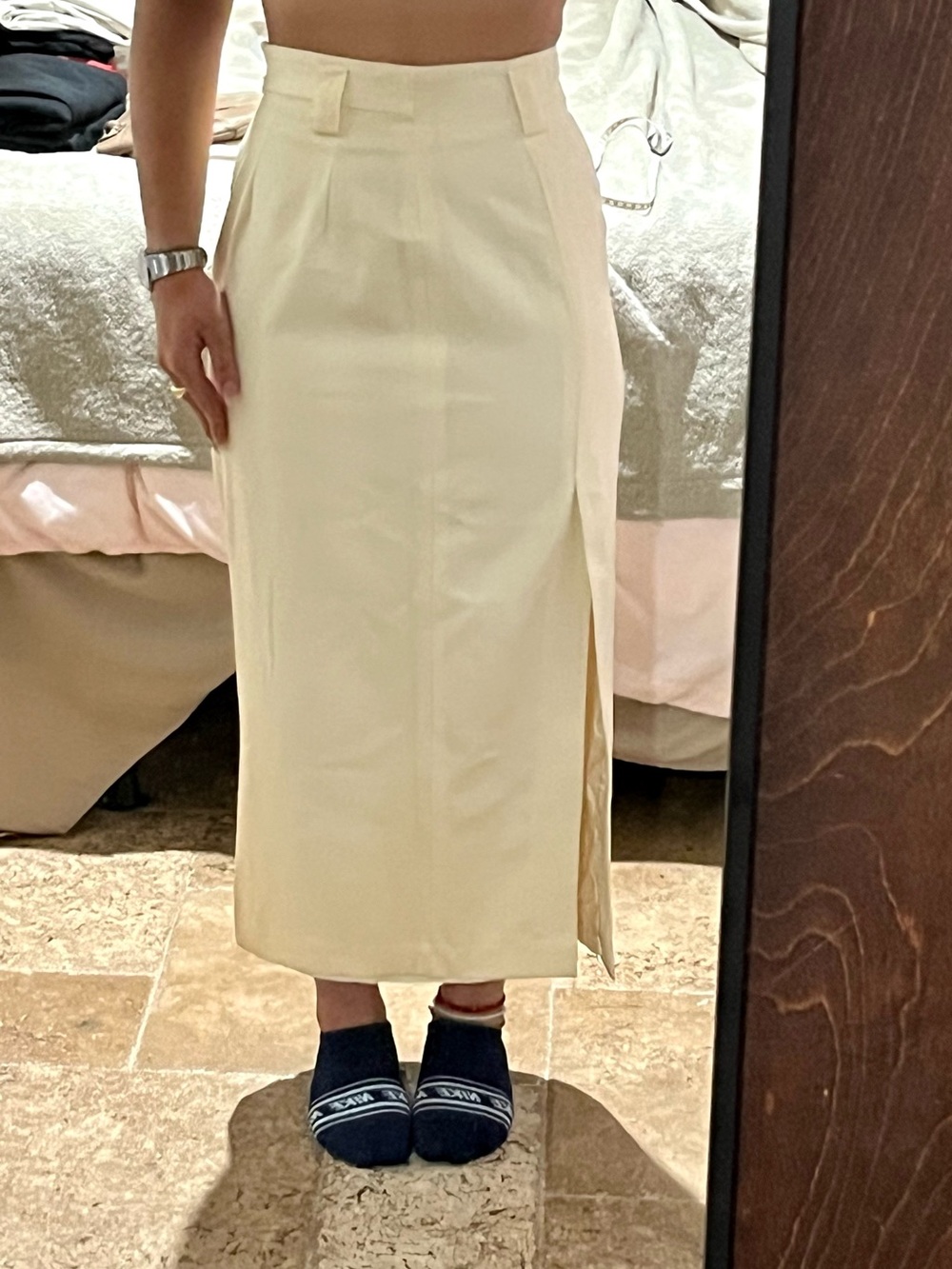 Vintage Verrazano Ivory 100% Wool Maxi Pencil Skirt Size 4